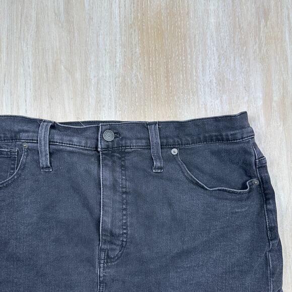 Madewell Black Stretch Denim Straight Raw Hem Casual Frayed Denim Mini Skirt 32 - Picture 2 of 13